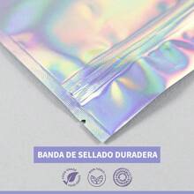 100PCS Bolsas Herméticas Resellables, Bolsas Holografica Reutilizables, a Prueba de Olores, Bolsas de Plástico con Cierre de Cremallera, para Dulces, Especias, Cables