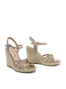 Women'S Open Toe Dressy Espadrille Strappy Casual Braided Heels Comfortable Valentine's Day Vacation Ankle Strap Summer  Platform Wedge Sandals - 金色 - 查看 7