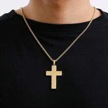 Semoya Golden/Silver/Black Cross Necklace Bible Verse Stainless Steel American Flag Pendant Chain For Men/Women Jewelry Gift - Khaki - View 7