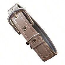 Synthetic Leather Dog Collar For Large And Small Dogs - Plateado - Ver 3