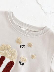 2 件套女婴蛋糕刺绣运动衫和裤子套装，春夏休闲