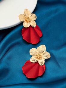 1 par de aretes de flor de oro con cristales de estrás en estampado de leopardo, personalizados, adecuados para mujer en calle, citas, bodas, fiestas y uso diario