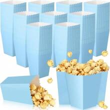 12pcs Popcorn Boxes Mini Paper Popcorn Bags Cardboard Disposable Popcorn Container, Snack Candy Popcorn Holder For Carnival Party Supplies, For Birthday Party Wedding Movie Night Tableware Supplies(Black,White,Blue,Yellow,Green,Red,Pink)