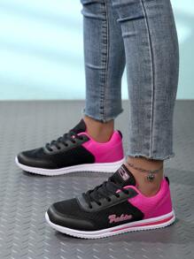 Sportowe trampki z oddychającej siateczki, miękka podeszwa, antypoślizgowe buty - Czarne - Zobacz 2