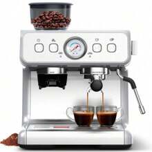 COWSAR Espresso Machine,15 Bar Professional Espresso Maker With Barista Coffee Grinder/Milk Frother,Coffee Machine For Espresso/Cappuccino/Latte,Single & Double Cup,1350W - 白色 - 查看 1