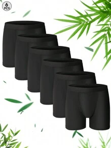 Men's Boxer Briefs 6 Packs Solid Black Shorts Comfortable Stretch Men's Briefs - Multicolor - View 8
