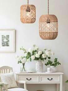 1pc Handwoven Paper Rope Lampshade - Bohemian Pendant Light Cover For Restaurants, Bars, Homes, And Tea Rooms - Unique And Artistic Hanging Lighting Decor