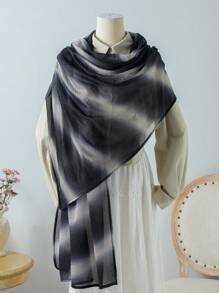 1pc Spring/Summer New Gradient Color Twill Wire Wrinkled Scarf, Muslim Women's Personalized Versatile Headscarf, Daily Travel, Beach Sunscreen Shawl, And Holiday Gifts