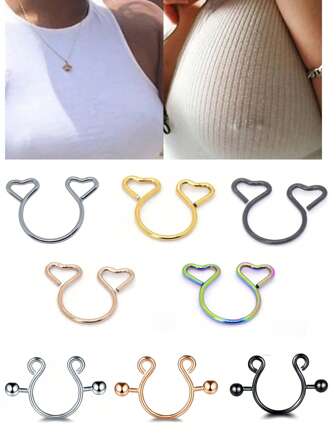 AVYRING 2 stuks sexy hartvormige tepelringen zonder piercing, tepelringen voor vrouwen, mode-sieraden zonder piercing, neppe tepelringen, Valentijnscadeau voor vrouwen