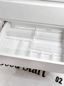 6 抽屉桌面化妆品收纳盒，透明梳妆台收纳盒，带多个隔层，可用于存放珠宝和小物品，精致防摔，非常适合存放各种小物品