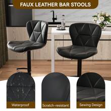 Nalupatio Bar Stools Set Of 2, Modern Upholstered Swivel Bar Stools, Adjustable Counter Height With Backrest And Footrest, Counter Height Bar Stools For Bars, Kitchens, Restaurants - màu đen - Xem 7