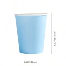 9oz Disposable Party Paper Cups, Multicolored, Suitable For Water, Juice, Coffee Or Tea, Suitable For Weddings, Parties, Picnics, BBQs, Travel And Events - Baby Blue - View 2