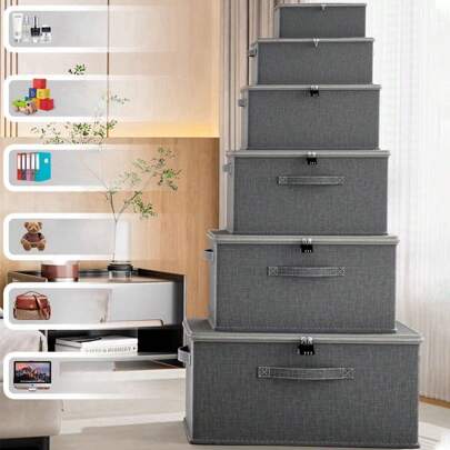 Låsbar förvaringslåda, hopfällbar förvaringsfack med lösenordslås, integritetsskydd förvaringsbehållare med lock, dekorativ låda, kub, organisatör för hemmakontor Hylla Garderob Kläder Övrigt, Återanvändbar & sovrum, arrangör, hemförvaring, vit t-shirt dam, svarta byxor kvinnor, dam vinterkläder, klänning,