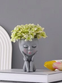 1pc Polyresin Plant Pot, Nordic Figure Design Flower Pot For Home Decor