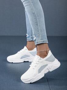 Women's Outdoor Bicolor Soft Bottom Wide Fit Fashion Casual Sports Shoes, Lightweight & , Suitable For Driving