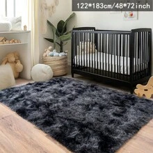 Area Rugs For Living Room Bedroom, Machine Washable Soft Fluffy Shaggy Bedside Rug, Indoor Floor,Livingroom,Bedroom Carpet For Girls And Boys, Dorms, Nursery Rooms, Home Decor Aesthetic - 紮染深灰 - 查看 6