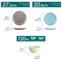 vancasso Servizio da tavola in ceramica 12 pezzi in diversi colori per 4 persone - Multicolore - Visualizzare 2