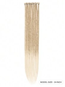 24 英寸合成辫子接发 10 股嬉皮士单头辫子渐变金色 0.6 厘米宽接发雷鬼风格钩针头发适合女性圣诞节新年狂欢音乐节 - 彩色 - 查看 4