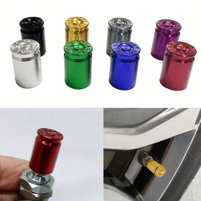 4pcs Aluminum Bullet Shaped Tire Valve Stem Caps - Stylish Airtight Dust Proof Covers For Cars, Trucks, Motorcycles, Bicycles