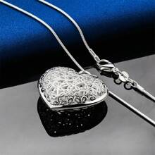 1 pièce Collier pendentif en forme de cœur creux en argent 925 exquis, pour les femmes à la mode, cadeau de mariage, accessoires de bijoux