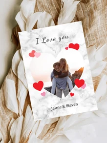 1pc Customized Photo Funny Card, "I Love You" Photo Card | Valentine's Day Card | Personalized Card, Couple Gift, Anniversary Card, Gift For Her, Printed Design - Multicolor - View 4