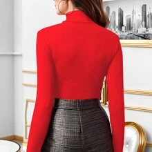 SANOPY Women's Turtleneck Slim Long Sleeve Tight, High Elasticity Casual Inner Basic Spring Sweater Knitted Top