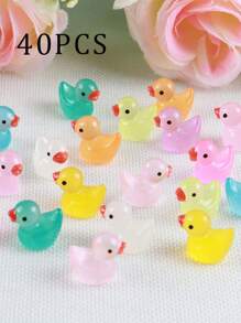 Set de 20 piezas de patitos que brillan en la oscuridad, mini patitos, juguetes de pato de colores aleatorios, figuras miniatura de resina luminosa para manualidades, regalos adorables y coleccionables, detalles para fiestas y relleno de bolsas de recuerdos, ideal para regalos de Pascua - Multicolor - Ver 16