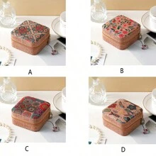 1 件优雅风格印花珠宝盒，多功能珠宝收纳盒，拉链便捷珠宝袋，精美化妆品和口红收纳袋，母亲节礼物，女生礼物，手提包收纳整理器收纳盒旅行