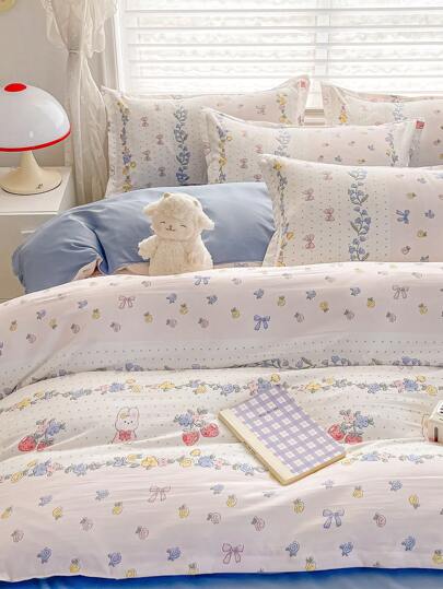 4 件套（1 件羽绒被套 + 1 件床单 + 2 件枕套）柔软拉绒床上用品套装，适用于宿舍双层床、所有季节、儿童、婴儿、幼儿、学生