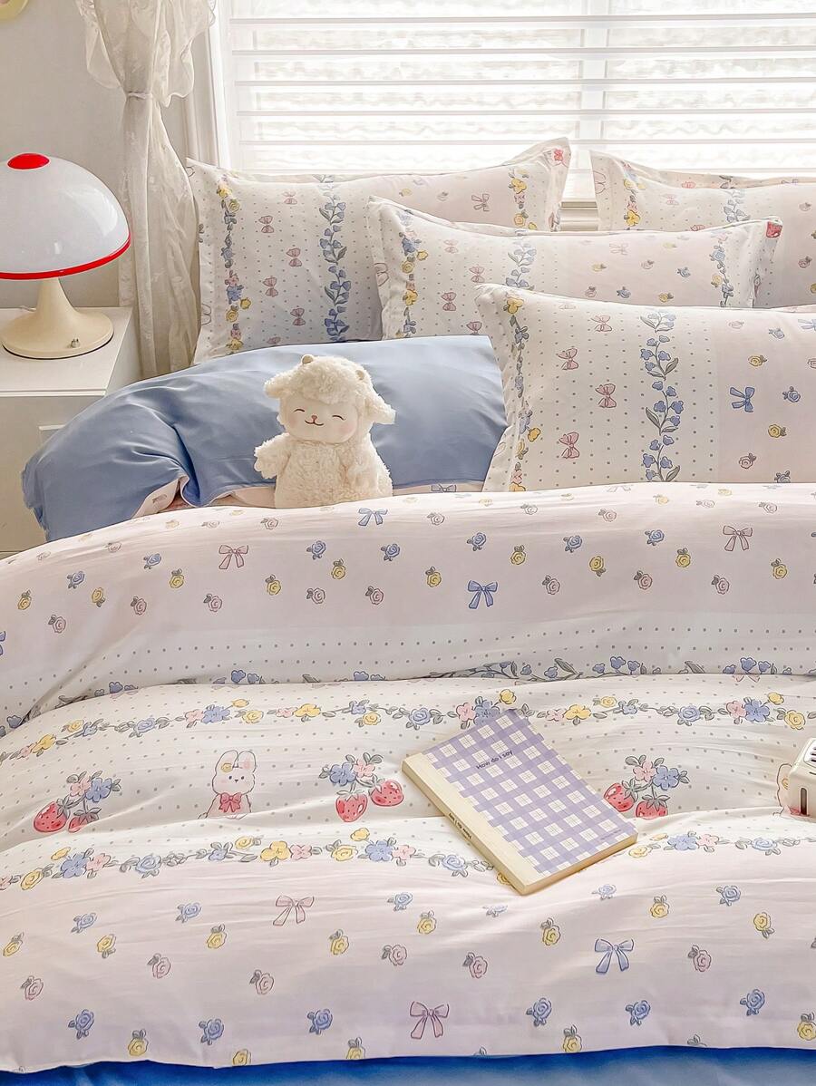 4 件套（1 件羽绒被套 + 1 件床单 + 2 件枕套）柔软拉绒床上用品套装，适用于宿舍双层床、所有季节、儿童、婴儿、幼儿、学生