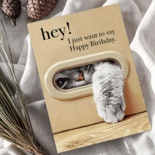 1pc Cute Cat Reaching Design Creative Birthday Card, Birthday Gift For Family And Friends, Suitable For Birthday Party, Gift Card - Multicolor - View 1