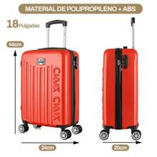 18-Inch Hard-Shell Carry-On Suitcase, Cabin Hand Luggage With 4 Wheels And Integrated Lock, Variety Of Colors - Apricot - View 2