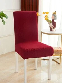 Solid Color Grid Wool Chair Covers, Modern Simple Velvet Stretch Chair Cover, Suitable For Home, Office, Meeting, Universal Chair Cover In All Seasons - Burgundy - View 1
