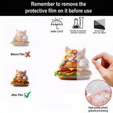 1 Piece, Cute Cat Burger Pendant, 2D Flat Acrylic Decorative Pendant, Ideal Gift For Keychain Accessories, Packaging Decorations, Anniversaries, And Valentine's Day.