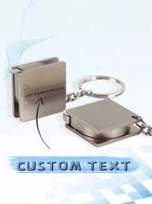 1Pc Personalized Custom Text Stainless Steel Telescopic Tape Measure - Made Of Zinc Alloy Material, A Practical And Stylish Metal Tape Measure - With A Keychain, Easy To Carry, An Essential Measuring Tool For Daily Life - A Surprise Gift For Couples, Fathers