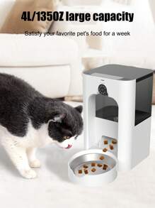 1pc New USB Powered Pet Smart Camera With Adjustable Lens, 135oz/4L Capacity Automatic Pet Feeder With Stainless Steel Bowl, APP Controlled, Stylish Design, Suitable For Multiple Scenes (Living Room, Balcony, Bedroom, Outdoor) - 4L - View 7