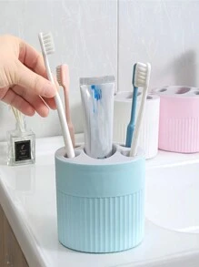 حامل منظم لفرشاة الأسنان ومعجون الأسنان بفتحات، رف تخزين فرشاة قابل للإزالة، اكسسوارات حمام، تخزين وتنظيم الحمام، ديكور منزلي للحمام، ديكور الخريف، عودة إلى المدرسة - متعدد الألوان - مشاهدة 8