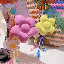Móc khóa hình hoa Macaron lớn thủ công, mặt dây chuyền dễ thương, dây bện nylon, phụ kiện trang trí túi xách thời trang, mặt dây chuyền túi xách nhiều màu sắc - Nhiều màu - Xem 1