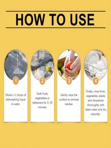 100ml Fruit & Vegetable Cleaning Liquid, Gently Removes Grease, Cleans Dishware, Multi-Purpose Cleaning Agent, Natural Plant-Based Ingredients, Safe Effectively Removes Dirt, Keeps Fruits & Vegetables Fresh & Hygienic, No Harmful Chemicals, Safe For Whole Family, Fresh Fragrance, Makes Cleaning Process Enjoyable - Multicolor - View 7