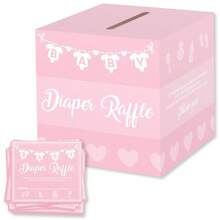1 Set, Juegos de Revelación de Género para Baby Shower y Fiestas de Cumpleaños, 50 Boletos para Rifa de Pañales, Caja de Tarjetas de Boletos para Rifa de Pañales, Juegos para Bautizo, Juego de Rifa de Pañales para Baby Shower, Ideas de Actividades Divertidas (Rosa/Azul/Kraft) - Multicolor - Ver 10