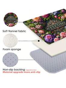1 pieza Felpudo de entrada con estampado floral de primavera fresca, alfombra de baño antideslizante y absorbente de agua, alfombra de piso de entrada para decoración del hogar, decoración de baño del hogar, alfombra de piso, alfombra de puerta de verano, accesorios de baño, de regreso a la escuela