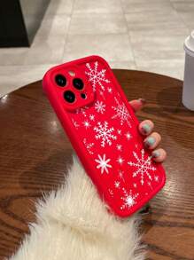 Coque de téléphone design flocon de neige, meilleur cadeau de nouvel an pour petite amie, petit ami, amis ou vous-même, compatible avec la série iPhone16, 15, 15Pro, 15ProMax, 14, 13, 12, 11, XsMax, automne/hiver - flocons de neige blancs rouges - Voir 3