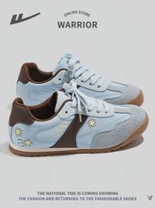 WARRIOR 1 Paar vielseitige Retro Schnürsenkel rutschfeste bequeme leichte Segeltuch Sneaker für Damen, sportlich Outdoor Niedrig-Top Patchwork Trainer, Ganzjahres-Tragbarkeit