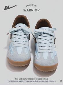 WARRIOR 1 Paar vielseitige Retro Schnürsenkel rutschfeste bequeme leichte Segeltuch Sneaker für Damen, sportlich Outdoor Niedrig-Top Patchwork Trainer, Ganzjahres-Tragbarkeit