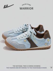 WARRIOR 1 Paar vielseitige Retro Schnürsenkel rutschfeste bequeme leichte Segeltuch Sneaker für Damen, sportlich Outdoor Niedrig-Top Patchwork Trainer, Ganzjahres-Tragbarkeit