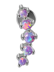 1PC Stainless Steel Opal Flower Ear Tragus Cartilage Piercing Five Prong Opal Cz Crown Labret Ring Lobe Earrings Helix Piercing