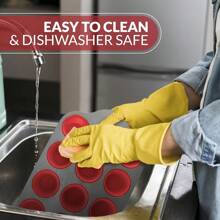 Non-Stick 12 Cup Silicone Muffin Pan With Steel Frame Anti-Warp, Durable & Easy To Pop Silicone Muffin Tin - Perfect Cupcake Pan - 12 Cup Steel Frame - View 3