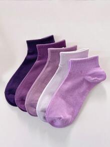 Sports Outdoor 10pairs Random Women's Simple Candy Gradient Color Sports Crew Socks