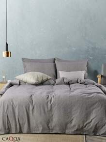 CAQQA Bộ chăn ga gối đệm cotton Thổ Nhĩ Kỳ dệt 2/3 món | Vỏ chăn và vỏ gối, Bộ chăn ga gối đệm hiện đại cho phòng ngủ, 150*200 cm, 200*200 cm, 200*220 cm, 220*240 cm - Xám - Xem 5