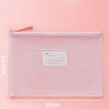 1个A4透明网袋加厚防水试卷收纳袋文件袋拉链袋档案材料袋